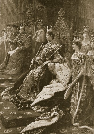 Die Krönungszeremonie von 1902: Die Position von Alexandra, Königin Gemahlin bei ihrer Inthronisation, aus 
